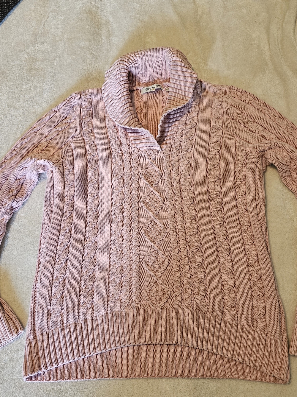 Wainscott Vintage 90s Pink Cableknit Sweather Size L